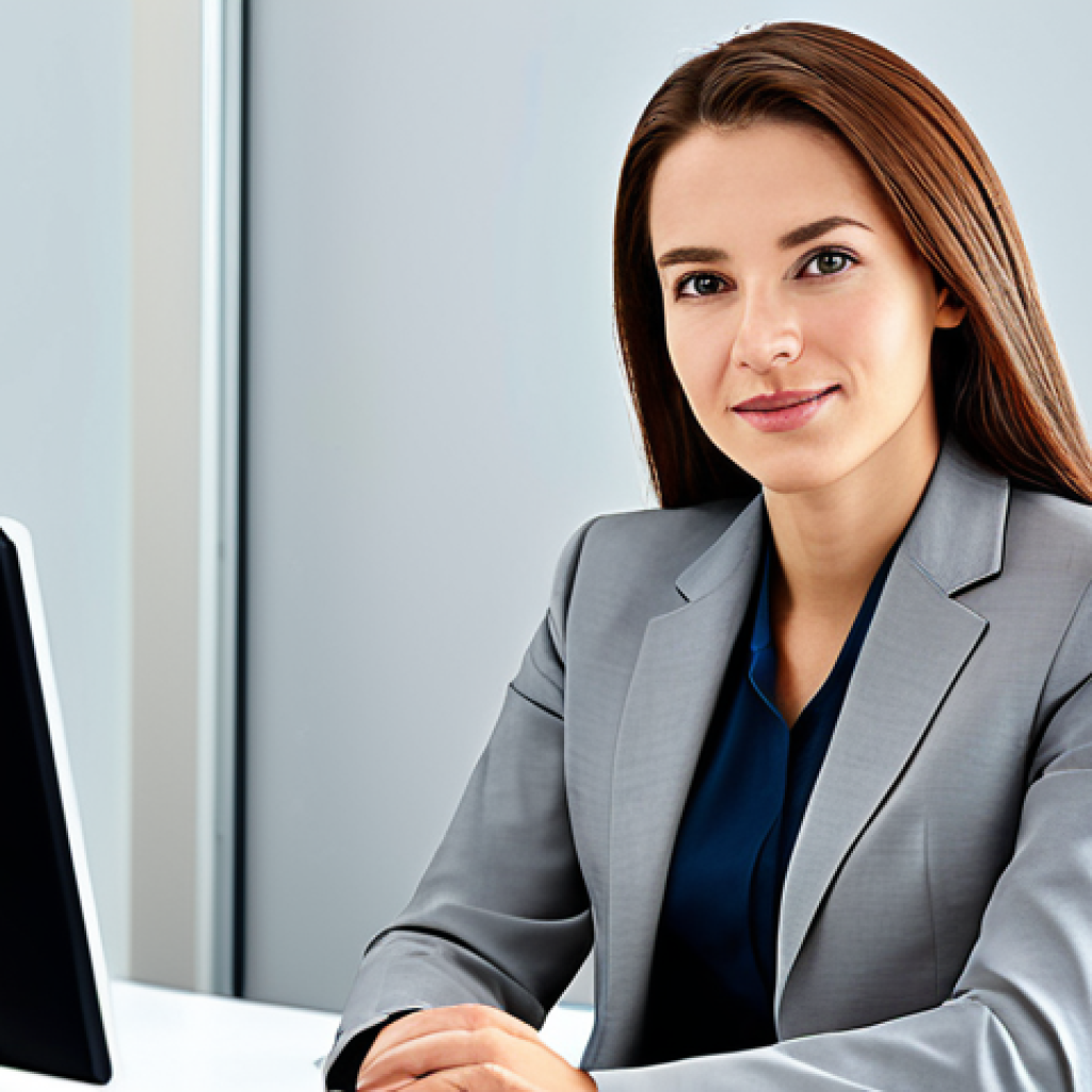 신경심리학 - Business Professional**
"A professional businesswoman in a modest business suit, sitting at a desk ...
