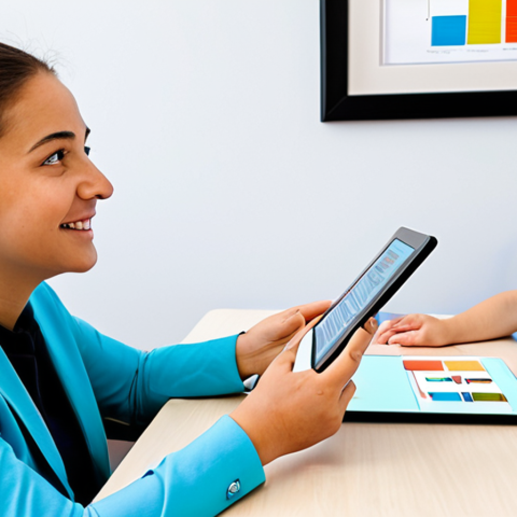 언어 치료학의 발전 - Speech Therapist Evaluating a Child**

"A young child, fully clothed in casual, comfortable attire, ...