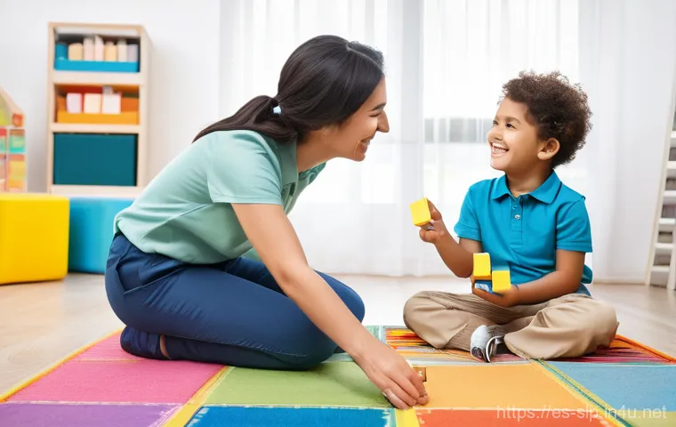 언어장애 치료사 훈련 - **Prompt 1: Playful Early Intervention for Language Development**
"A cheerful and inviting scene...