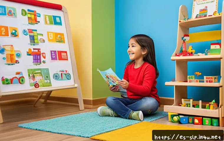 언어치료학 전공과목 - A detailed, realistic illustration of a speech therapist working with a young Spanish-speaking child...