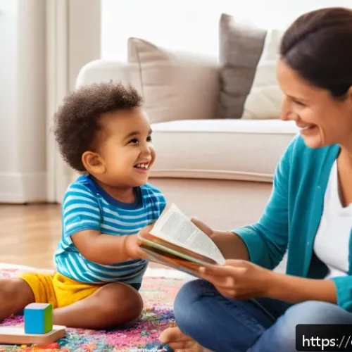 Home 30 아동 언어치료 - A warm and cozy family living room scene in a modern Spanish home, featuring a smiling toddler weari...