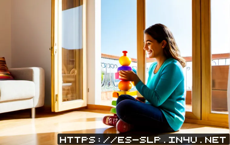 어린이의 언어발달 단계 - Photorealistic warm family living room in Spain, a mother seated at eye level encouraging her toddle...